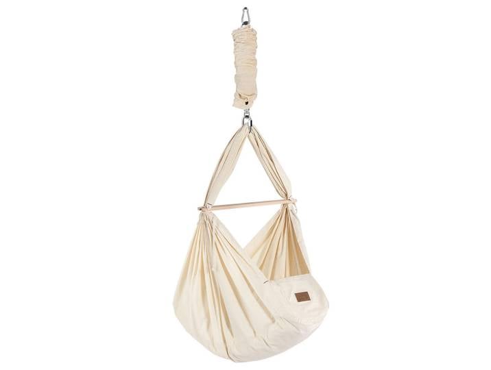 Schmusewolke Federwiege, Beige, Holz, Metall, Buche, 30x147x137 cm, wendbar,Deckenmontage möglich, Feder mit Sicherheitsseil, Babymöbel, Babybetten, Stubenwagen & Babywiegen, Federwiegen
