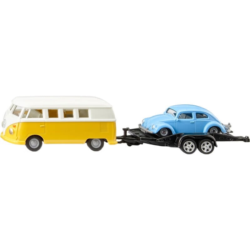 Siku Speelgoedset VW T1 Kampeerwagen met Trailer en Keverspeelvoertuig, Meerkleurig