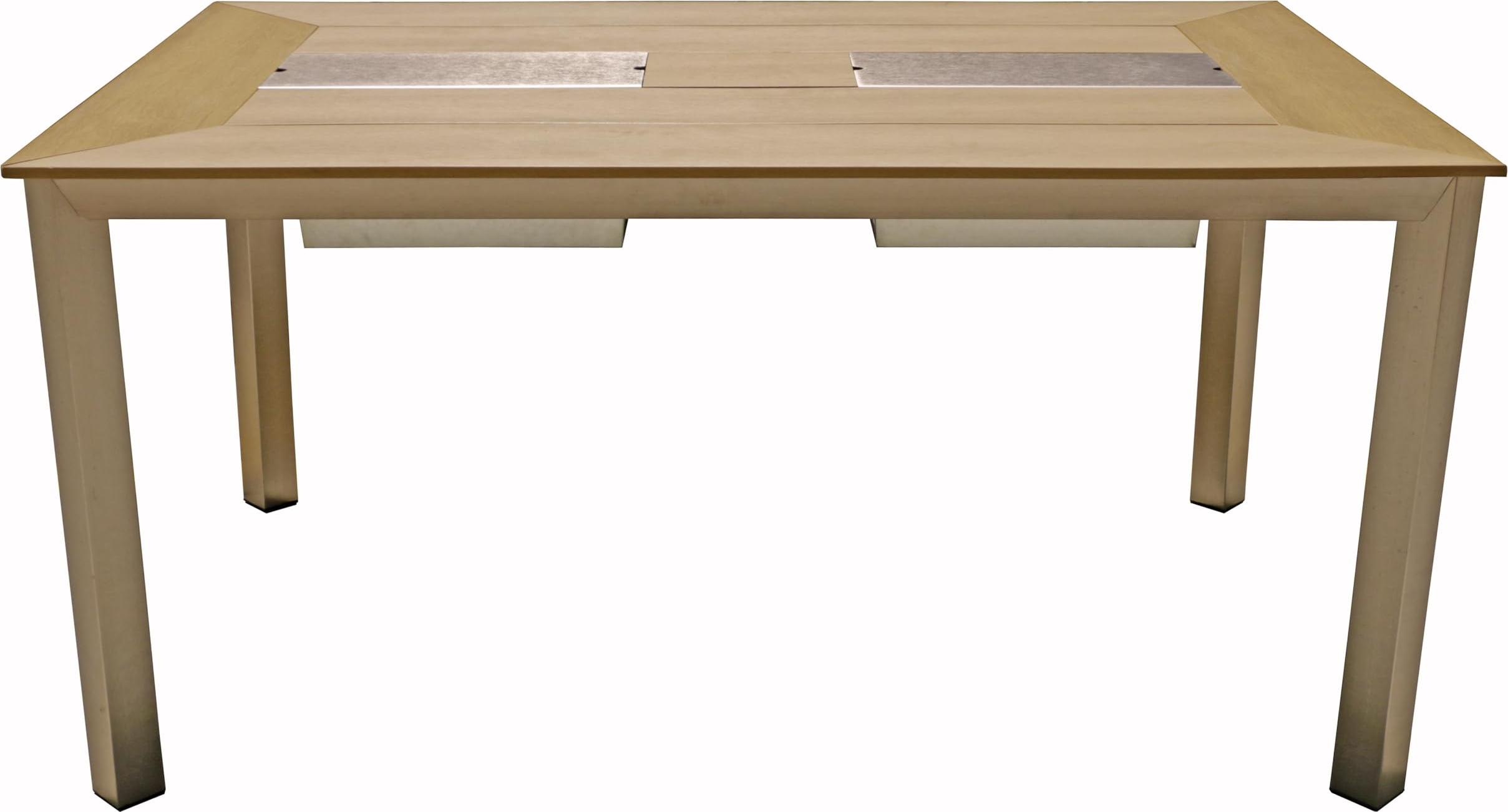 Gartentisch FINJA mit 2 Eisbehältern - Kunststoff, Champagner, 150x90x75cm | Terrassentisch Wetterfest Outdoor Tisch