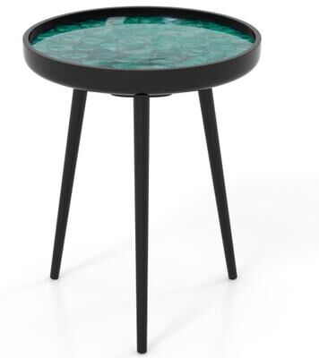 Costway 16 Inch Mid-century Modern Coffee End Table with Sea Shell Decoration-Green