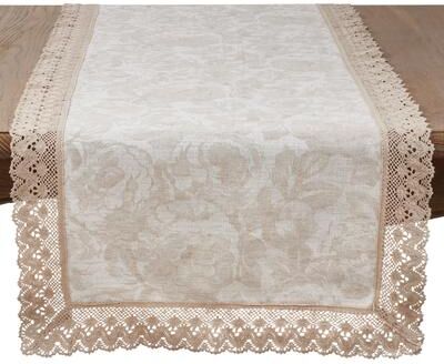 Saro Lifestyle Lace Trim Jacquard Table Runner