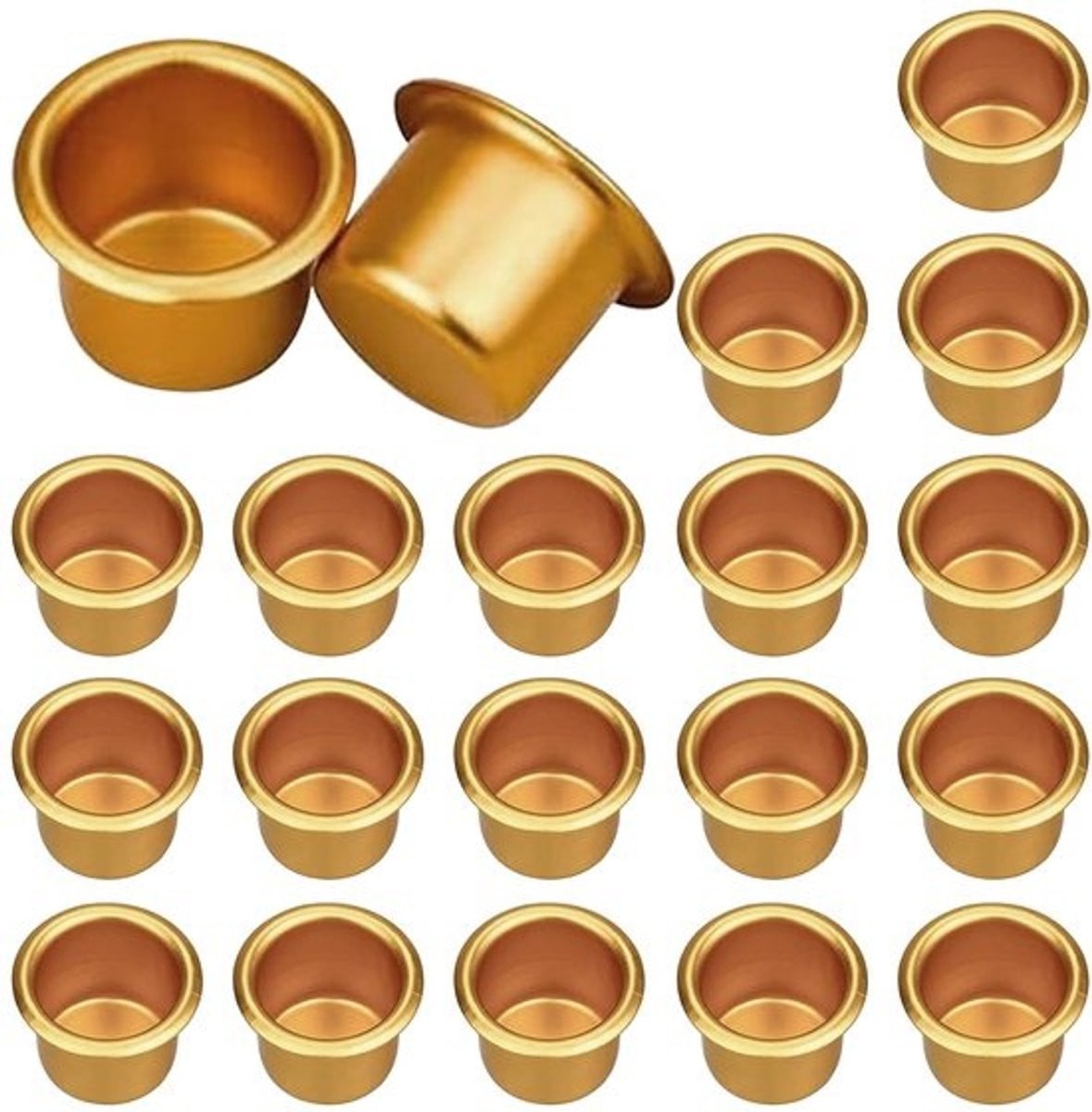 Set van 20 gouden mini kaarseninzet decoratieve kandelaars van metaal