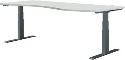 Schäfer Shop Genius Schreibtisch MODENA FLEX, elektrisch höhenverstellbar, Freiform, Ansatz rechts, B 1800 mm, lichtgrau/anthrazi