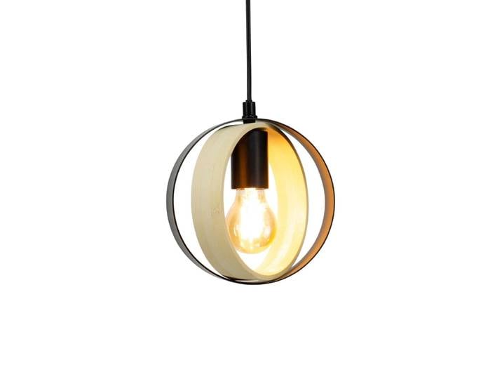 Suspension petit modèle en métal noir et bambou naturel