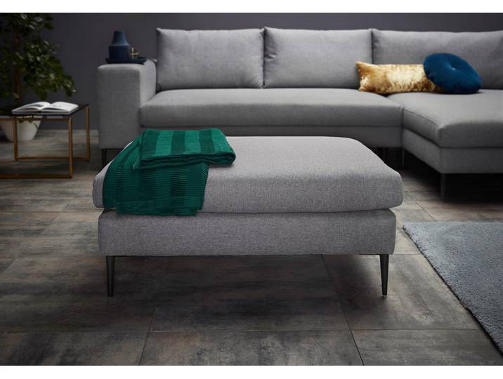 Hocker, Chenille & Polyester, Silber, 100×69 cm, Sitzhöhe 43 cm, Klassisch, Inosign