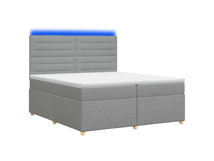 RJPLMFV Boxspringbett mit Matratze, Hellgrau, 200 x 200 cm Verstellbarer Kopf, LED-Beleuchtung, USB, mittlere Festigkeit, waschbare Bezüge