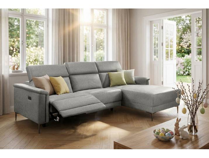 OTTO home Ecksofa LUND, Struktur-Bezug, L-Form, 261cm, man. /elektr. Relaxfunktion, auch mit USB A-Anschluss sowie Kopfteilverstellung