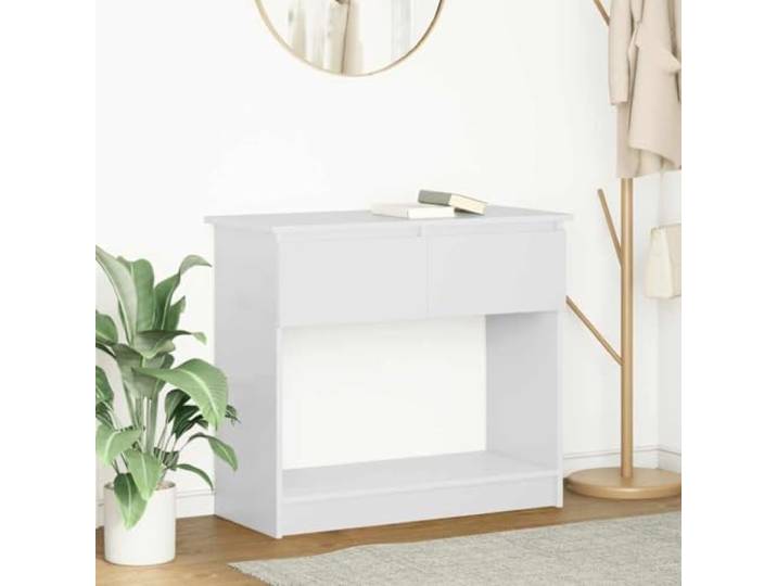 KLGBNCVE Konsolentisch mit Schubladen Weiß 85,5x38,5x74,5 cm Holzwerkstoff Zwei Schubladen, glatte Oberfläche, pflegeleicht, vielseitig, Flur oder Wohnzimmer, moderne Optik