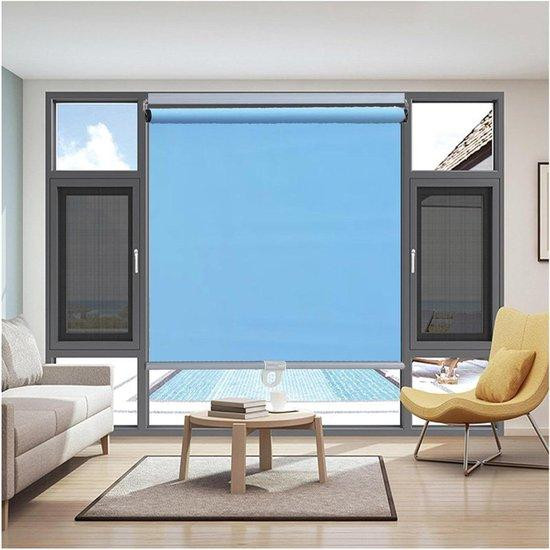 Blauw verduisteringsrolgordijn voor ramen zonder boren
