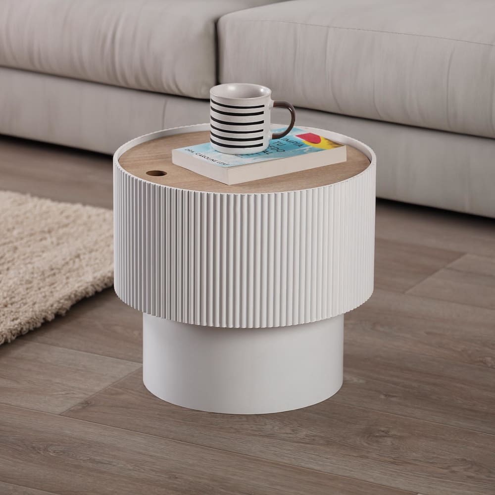 Versa Home Table d'appoint en fer blanc Blanc 38x35x38cm
