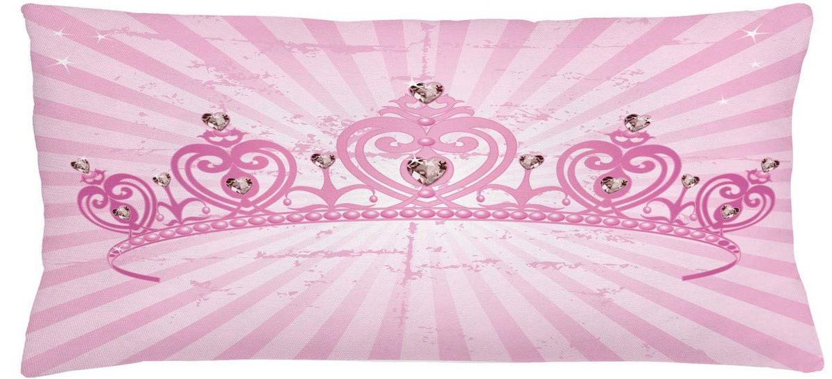 ABAKUHAUS Meisje Kussenhoes Roze Princess, Decoratieve Kussenhoes met Dubbelzijdige Print en Ritssluiting, 90 x 40 cm, Roze Blassrosa