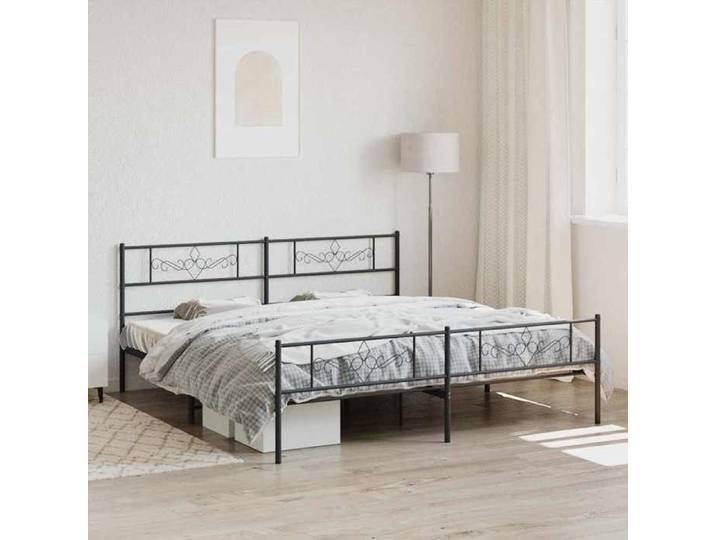 Cadre de lit métal sans matelas avec pied de lit noir 200x200cm - Cadre durable - design élégant(3719)
