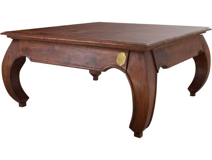 MASSIVMOEBEL24 Table basse 120x120 Acacia laqué Nougat OPIUM #624