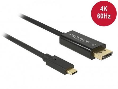 Delock USB-C / DisplayPort Adapterkabel USB-C Stecker, DisplayPort Stecker 1.00 m Schwarz 85255 vergoldete Steckkontakte USB-C-Displaykabel