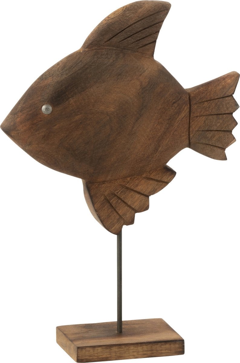 J-Line Decoratie Vis - Hout en Metaal - Bruin/Zwart - Small