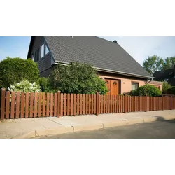 Kunststoff Gartenzäune Ummanz - 180 x 120 auf 130 cm (L x H) - Braun (RAL 8016) - Syntal - Hochbogen - 10 Jahre Garantie auf UV- und Farbbeständigkeit