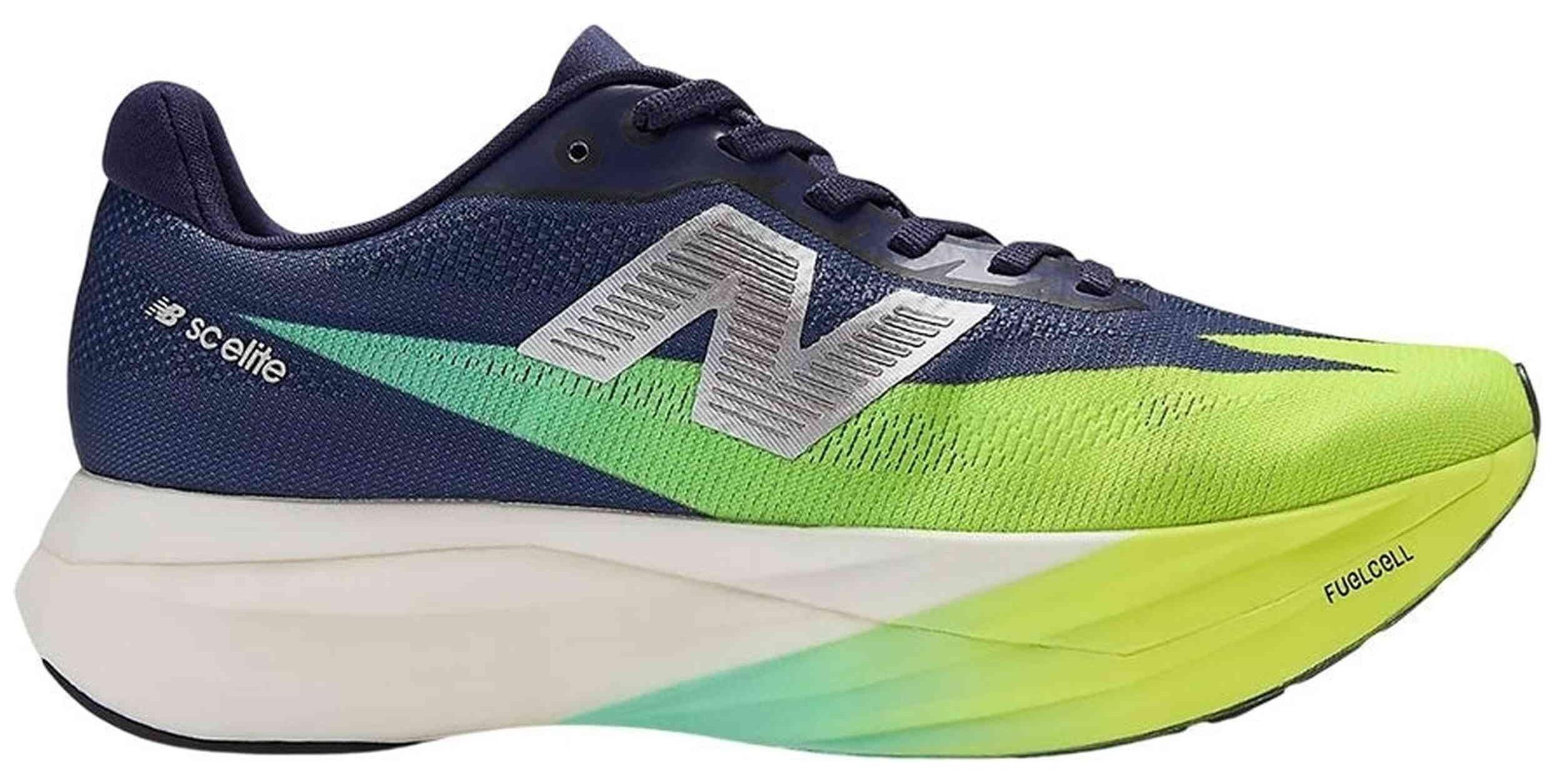 Laufschuhe New Balance Zapatillas New Balance FuelCell SuperComp Elite v5 azul oscuro verde mujer für Damen