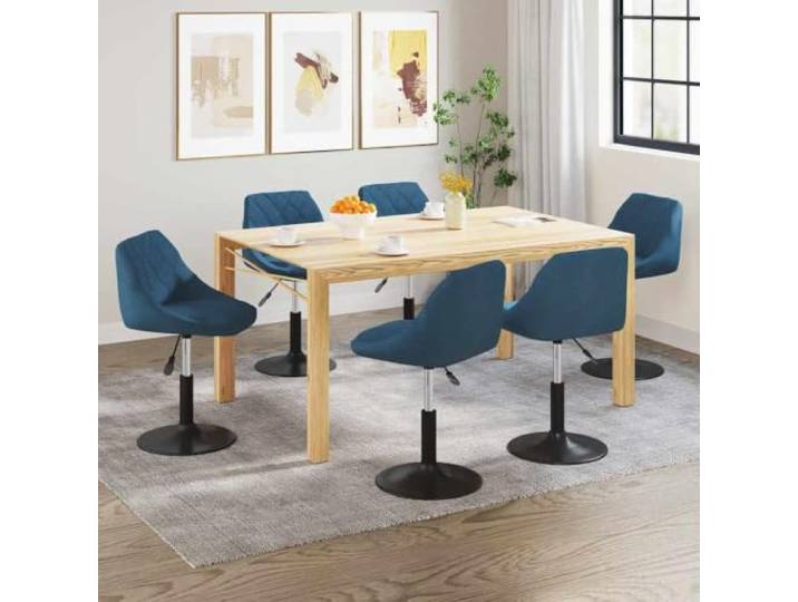 UYPTERF Esszimmerstühle 6 STK Drehbar Blau Samt Weicher Samtbezug,schwarz pulverbeschichteter Stahlrahmen,verstellbare Höhe,360 Grad Drehung,modernes Design