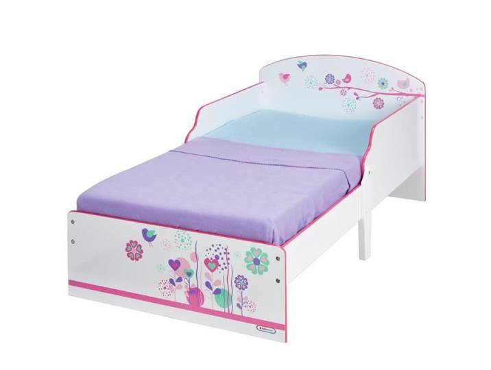 Fleurs et Oiseaux - Lit pour enfants pour matelas 140cm x 70cm