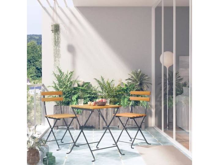 Mobilier de bistro - VIDAXL - Ensemble 3 pcs - Bois d'acacia massif - Pliable - Résistant aux intempéries