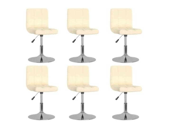 UYPTERF Esszimmerstühle 6 STK. Drehbar Creme Stoff Verchromtes Stahlgestell, Gasdruckfeder, 360 Grad drehbar, weicher Stoffbezug, moderne Optik