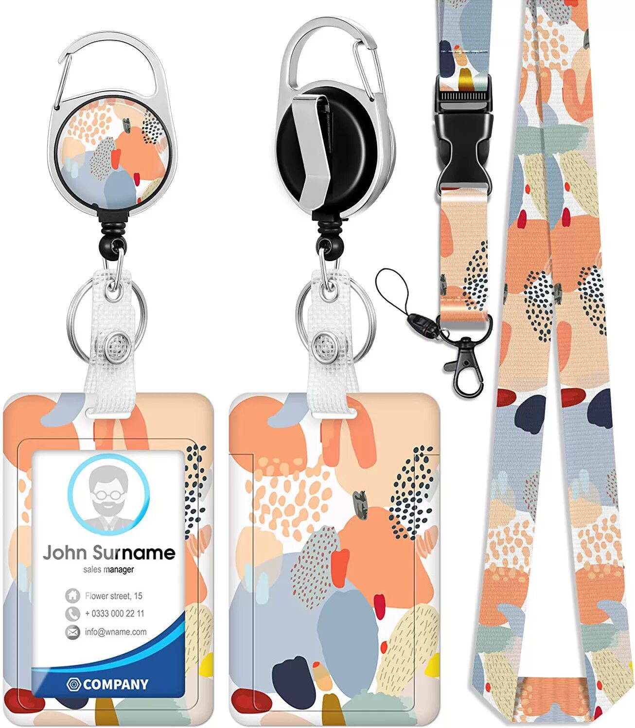 INF Porte-carte d'identité paresseux avec enrouleur de badge rétractable Modèle 8