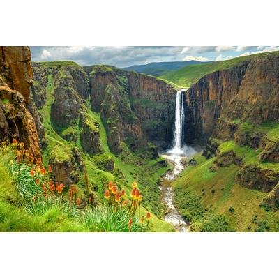 Fototapete PAPERMOON "MALETSUNYANE-WASSERFALL LESOTHO AFRIKA FLUSS BERG", bunt, B:3,5m L:2,6m, Vlies, Tapeten