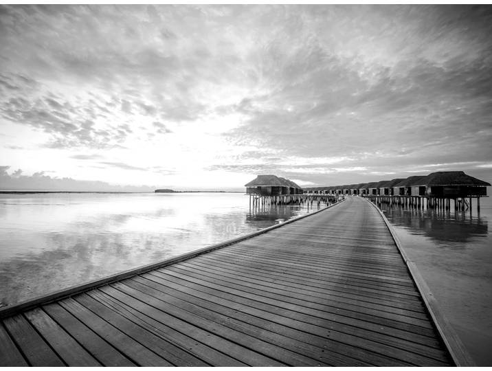 Papermoon Steg im Wasser Schwarz & Weiss