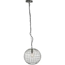 Hängeleuchte Retro silber Esszimmerlampe hängend Käfig Kugellampe Gitter, Metall, 1x E27 Fassung, DxH 30 x ca. 108 cm