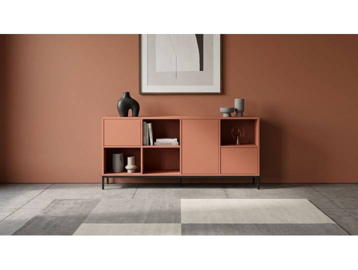 Farbiges Sideboard - Als Kommode o. Highboard mit vielen Optionen MDF Lackiert Beige­rot