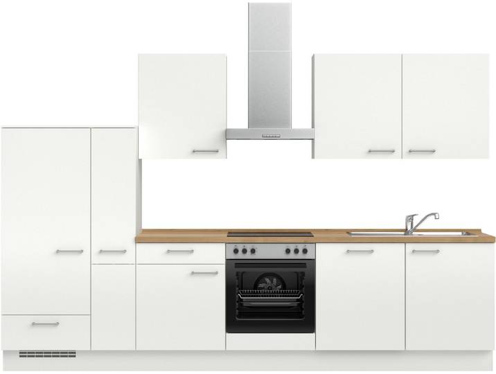 nobilia® Küchenzeile Laser I , NEU: individuell anpassbar mit gratis Profi-Beratung, vormontiert, 330 cm breit, optional mit verschiedenen E‑Geräte-Sets