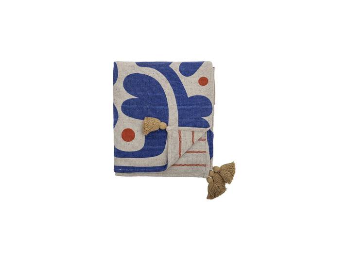 Plaid en coton recyclé bleu 160x130 Eviaya