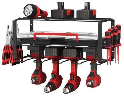Power Tool Organizer - 3-Tier Garage Shelving Unit with 110lb Max Capacity - Wall Mount Garage Storage for Tools by Stalwart