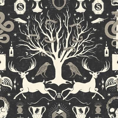 Harry Potter Horcrux Black Damask Peel and Stick Wallpaper by RoomMates