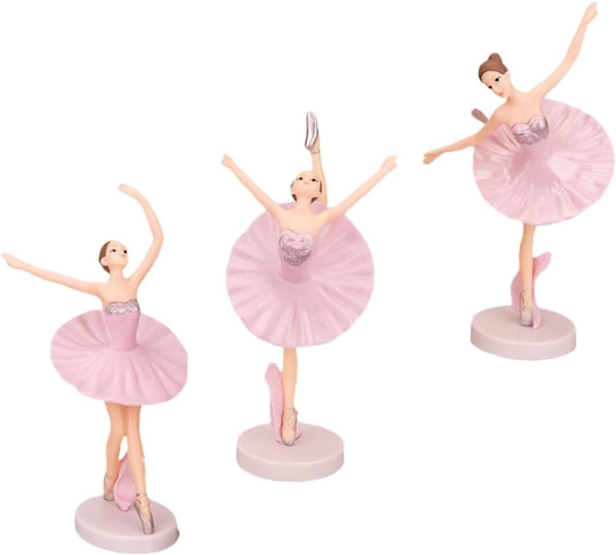 Set van drie ballet danseres beeldjes voor decoratie, hoogte: 14 cm