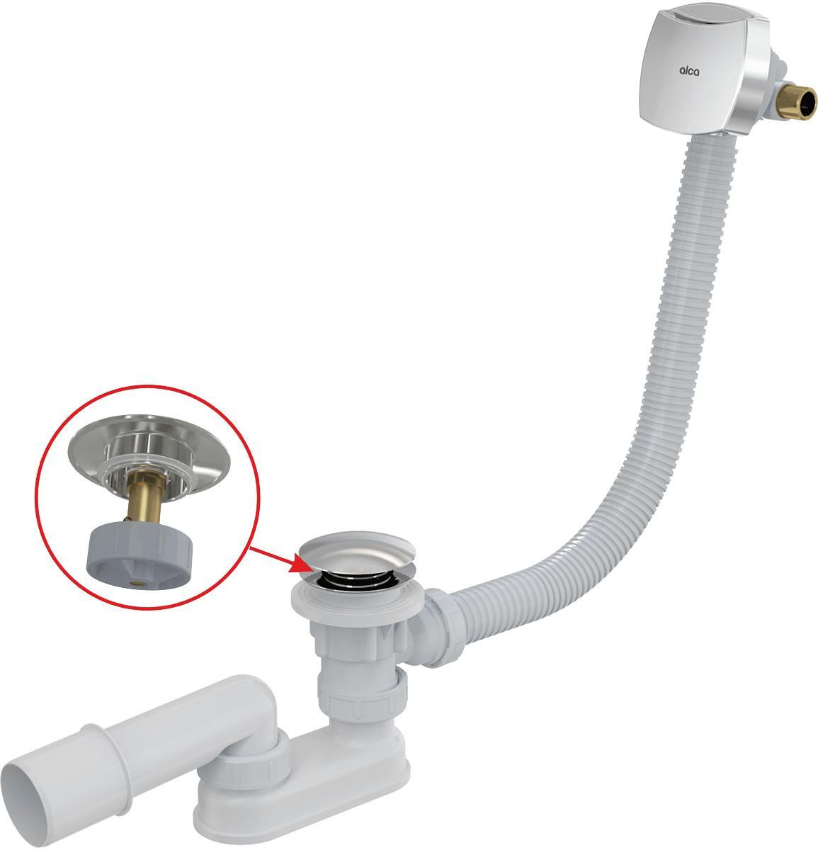 Alcadrain Badkamer sifon CLICK/CLACK met overloop, chroom, lengte: 800 mm