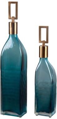 Uttermost Annabella Teal Glass Bottles (Set of 2)