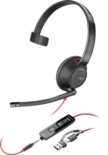HP Poly Blackwire C5210 On Ear Headset kabelgebunden Mono Schwarz Noise Cancelling Headset, Lautstärkeregelung