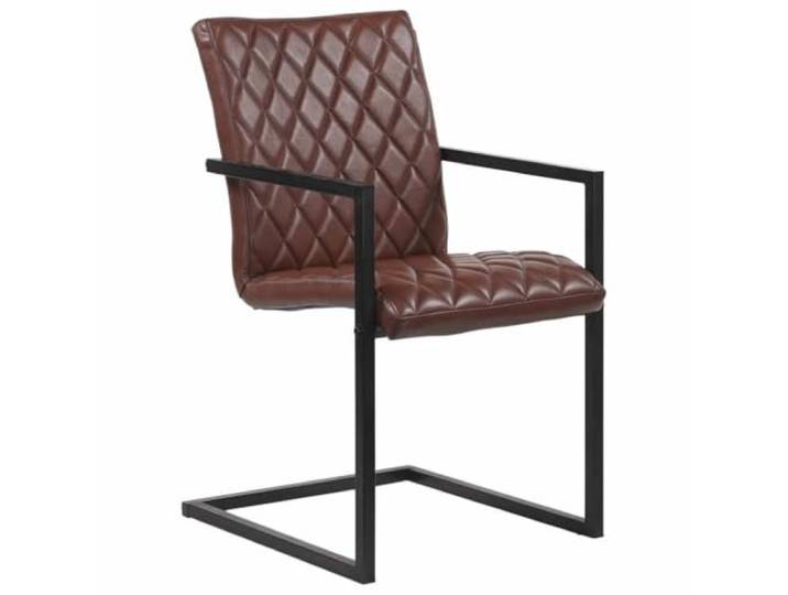 KGHERMDF Freischwinger 2 STK Braun Echtleder Retro Design, Dick Polsterung, Stahlrahmen Pulverbeschichtet, Belastbar Bis 110 Kg
