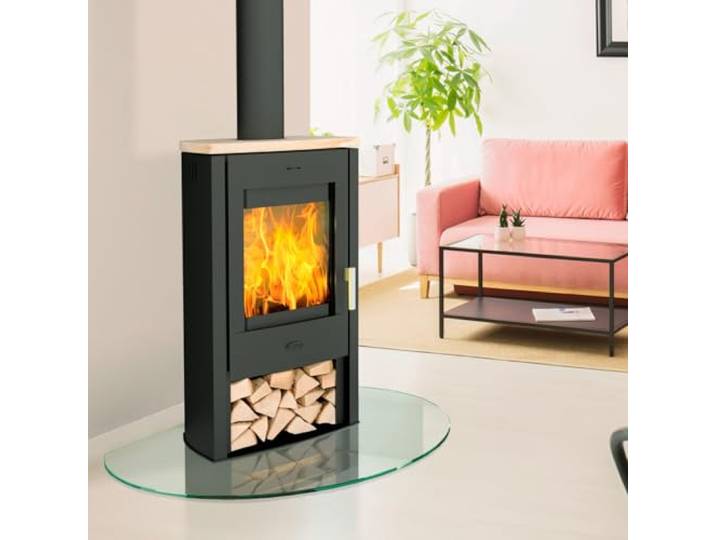 Fireplace K5733 Tuvalu Kaminofen Stahl Schwarz Topplatte Sandstein/A+