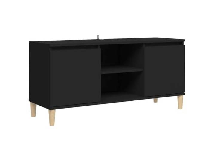 hliofuir TV-Schrank Lowboard Schwarz 103,5x35x50 cm Fernsehtisch Skandi TV-Möbel fürs Wohnzimmer: 4 Fächer bieten Platz für Receiver, Bücher & Konsolen. Pflegeleichte Oberfläche.