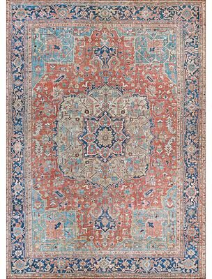 Dream Decor Rugs Legion Kirma Orange Blue Medallion Area Rug