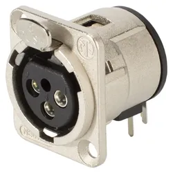 NEUTRIK® XLR, 3-pol , Metall-, Printtechnik horizontal-Einbaubuchse, versilberte(r) Kontakt(e), Type D, nickelfarben