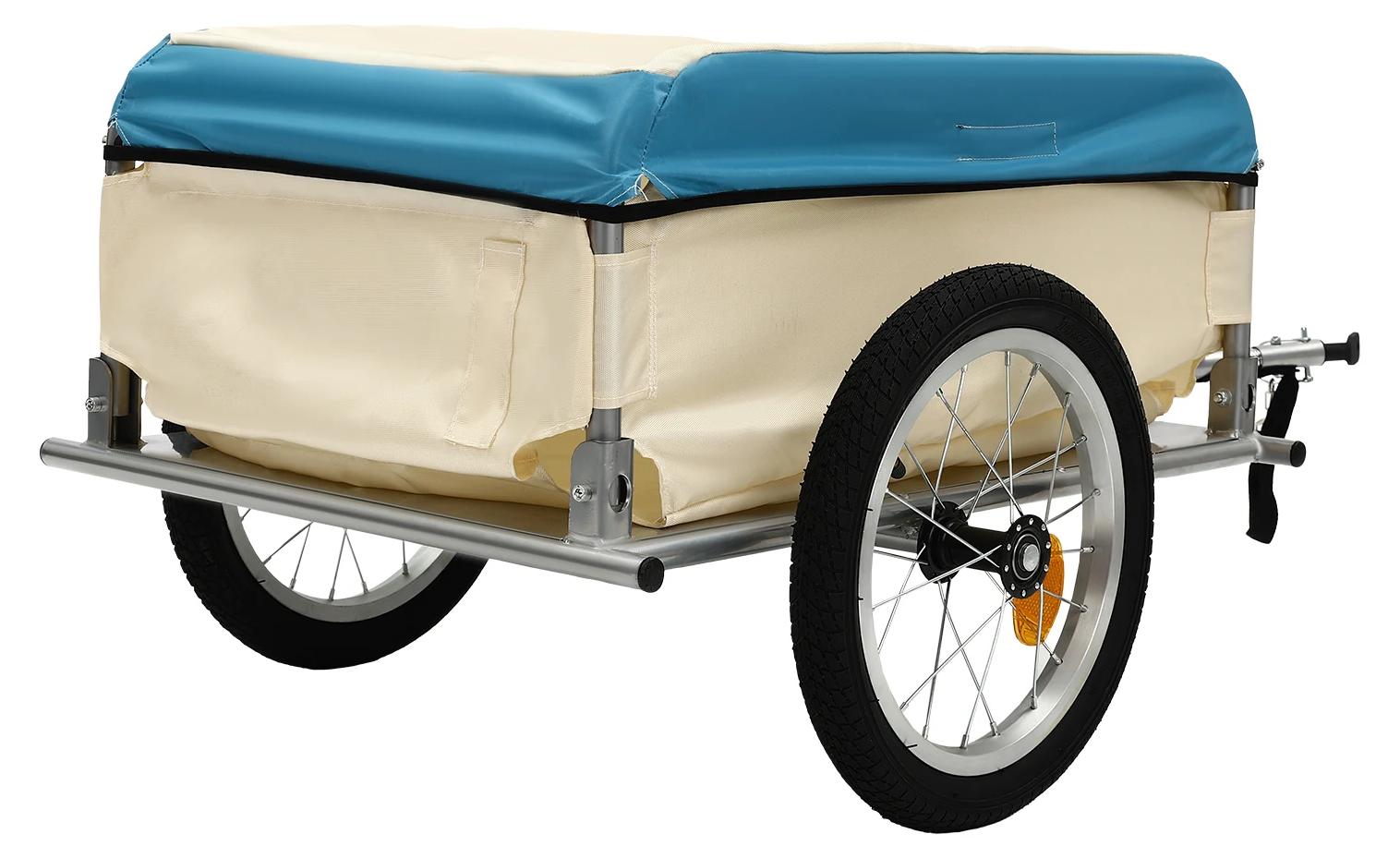 Fahrradanhänger - Lastenanhänger - 80 kg Traglast - Faltbar - Wasserdichte PVC-Tasche - Reflektorstreifen - Für 61-66 cm Fahrradreifen - Weiß