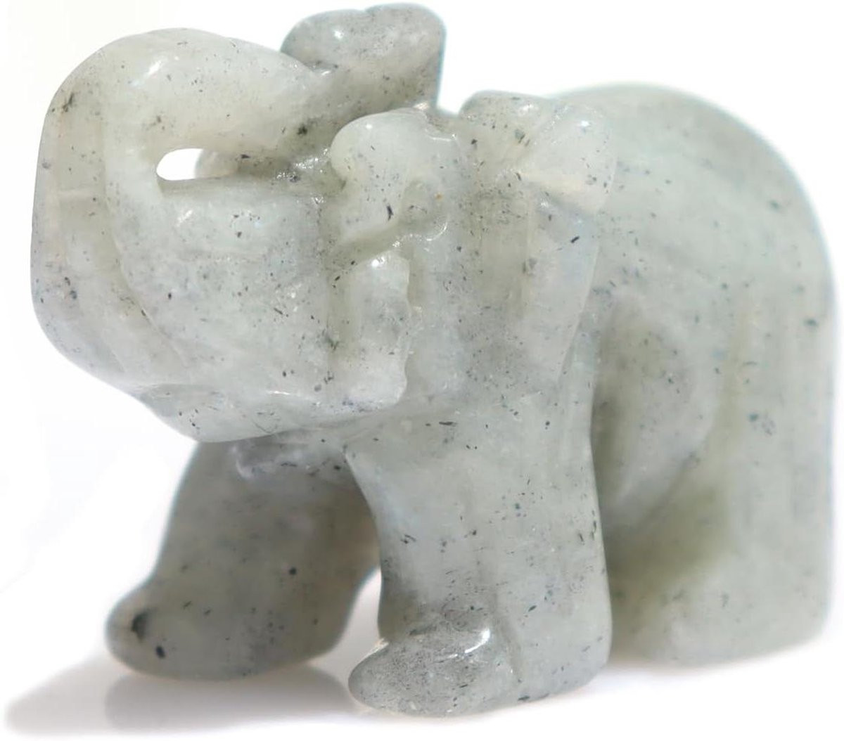 Handgesneden Labradoriet Edelsteen Olifant Beeldje - Decoratief Miniatuur Dier - Hoogte: 38 cm