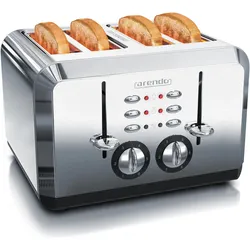 Arendo Edelstahl Toaster 4 Scheiben, Automatik, Edelstahl, Wärmeisolierendes Doppelwandgehäuse, silber, Toaster, Silber
