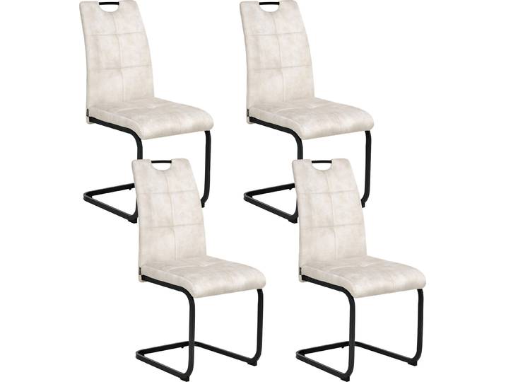 BELIANI Esszimmerstühle 4er-Set beige Stoffbezug gepolsterte Sitzfläche schlanke Metallbeine