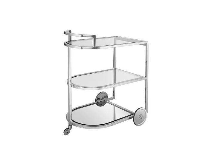 Fink Servierwagen SARONNA Barwagen - H.77cm x B.48cm - klar/silber - Edelstahl /Glas, (Wagen zum Servieren - Barwagen), Multifunktionaler Servierwagen: Küchenwagen, Rollwagen & Bartisch