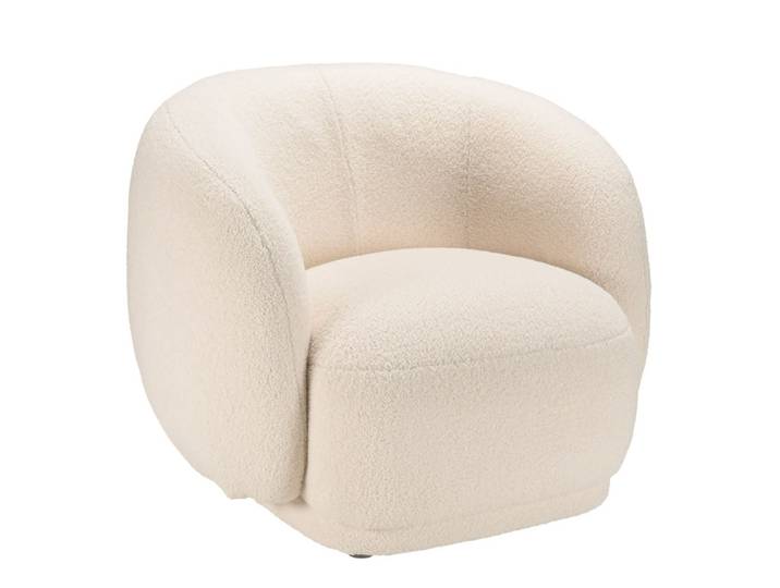 Fauteuil arrondi en tissu bouclette écru