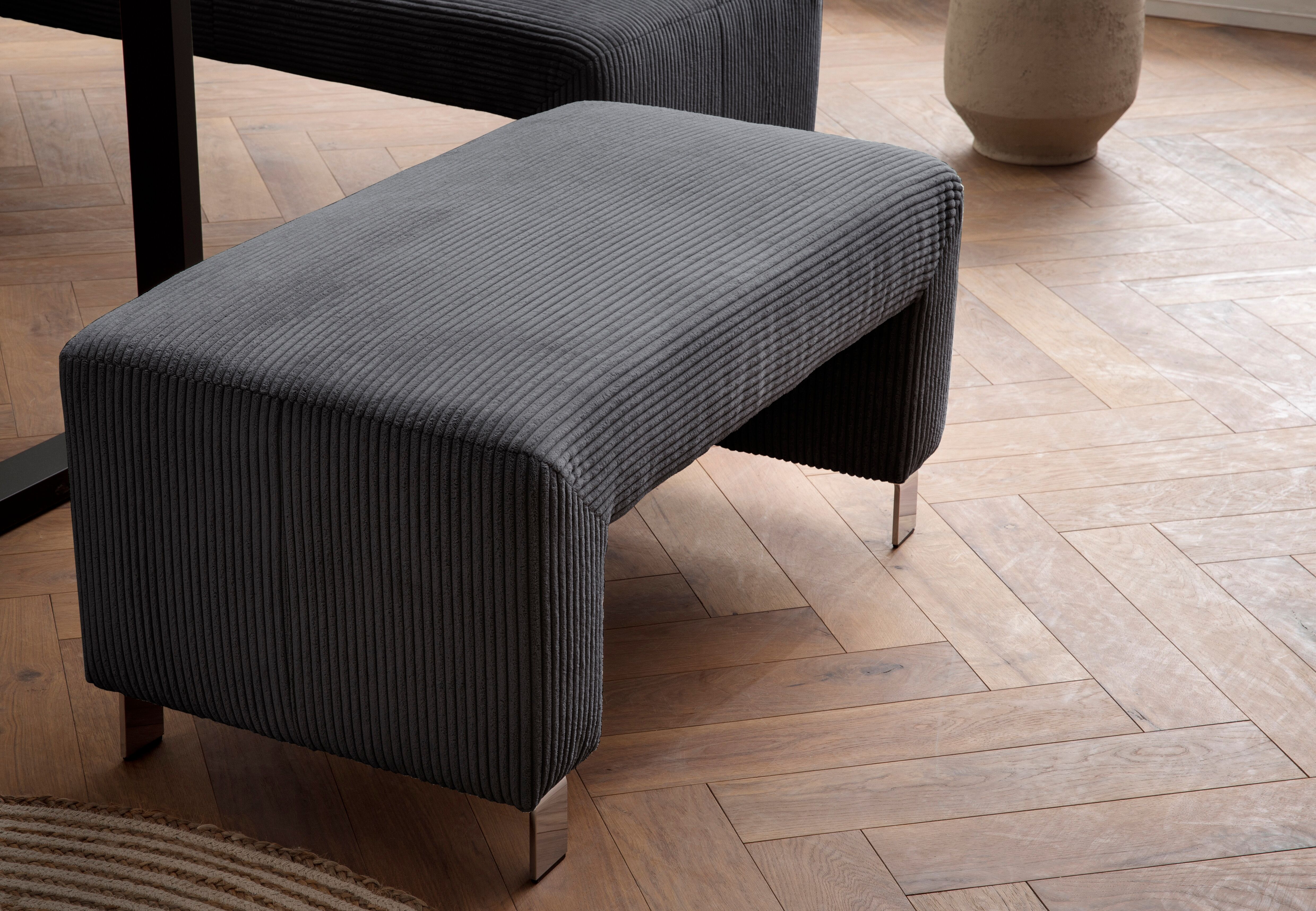 Polsterhocker EXXPO - SOFA FASHION "Intenso, Hocker, modern", grau (anthrazith), B:100cm H:50cm T:53cm, NaturLeder;Strukturstoff (Zusammensetzung: Polyester 100%);Luxus-Microfaser (Zusammensetzung: Aufgeflockte 100% Polyester Schicht mit Prägung);Cord (Zu
